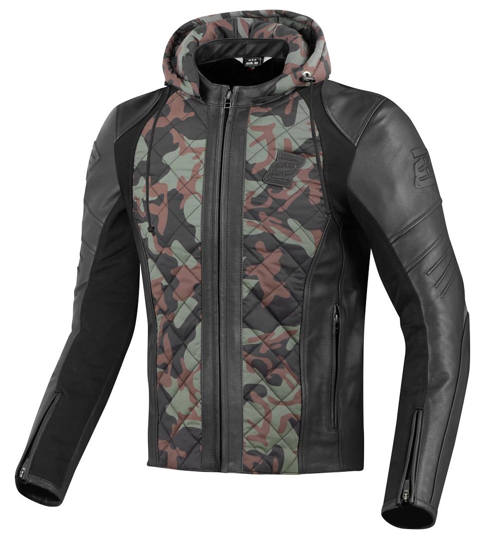 Bogotto Radic Motorrad Leder-/Textiljacke, grün/camouflage, 4XL von Bogotto