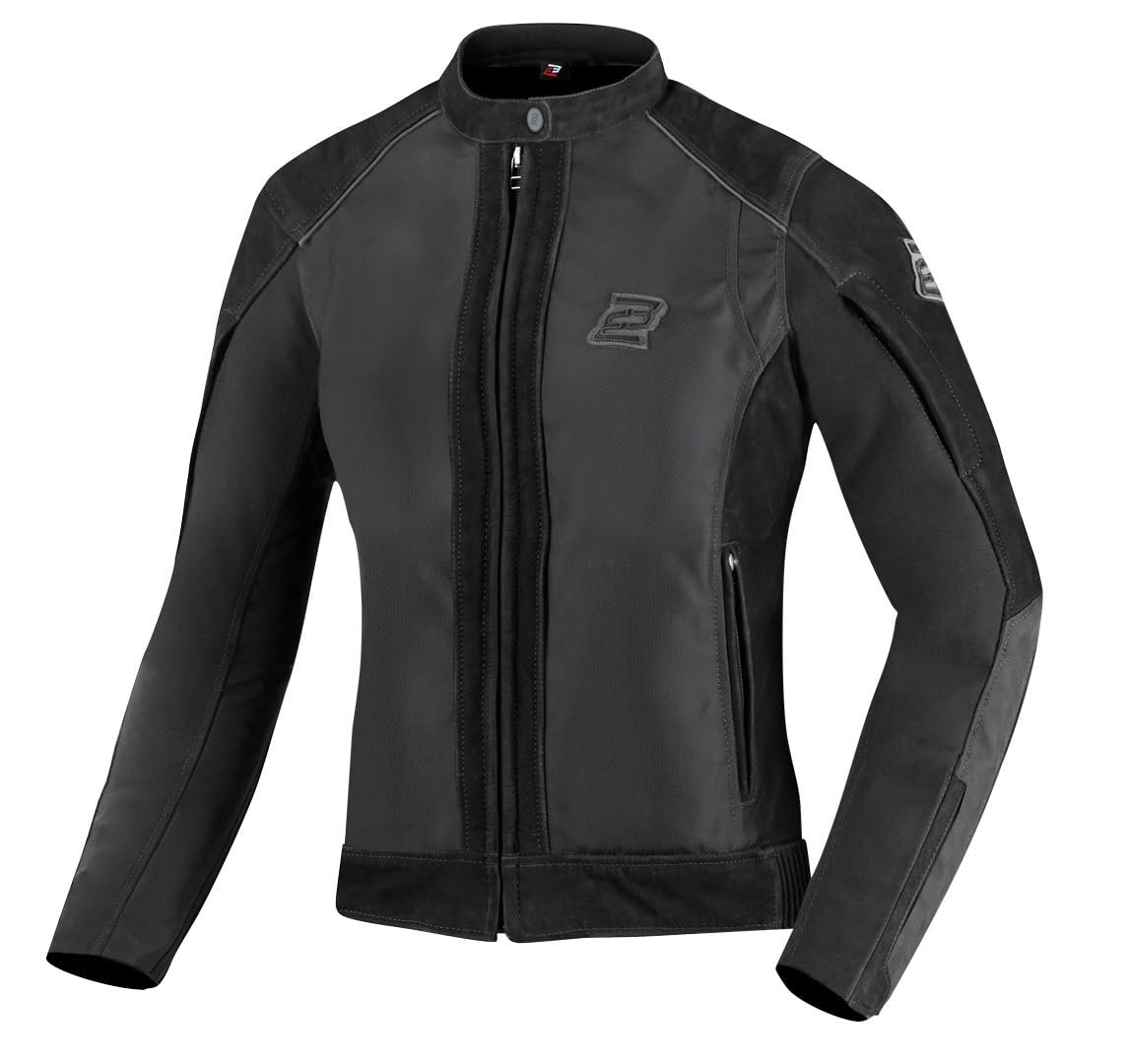 Bogotto Tek-M wasserdichte Damen Motorrad Leder- / Textiljacke, schwarz, L von Bogotto