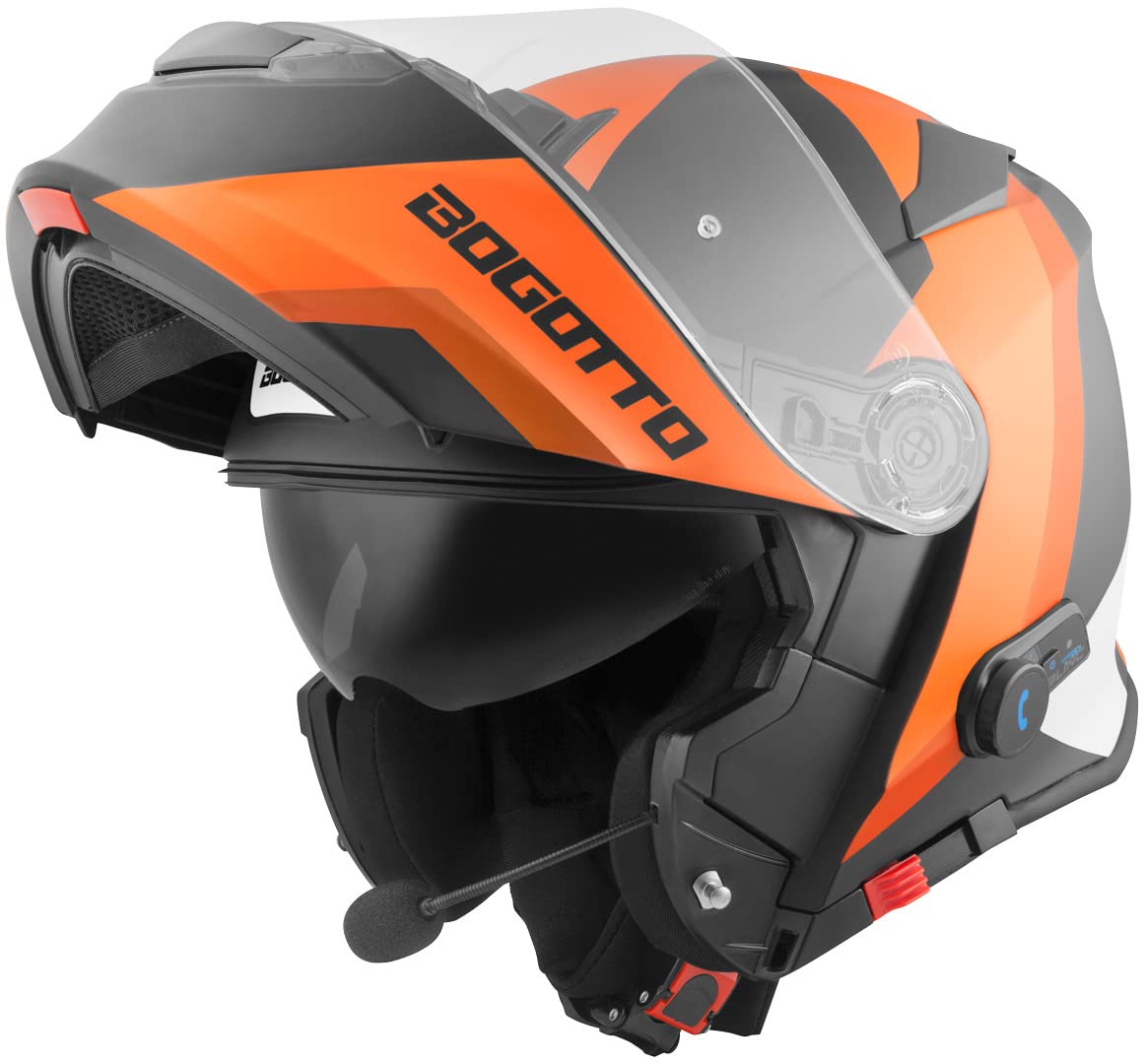 Bogotto V271 BT Zabu Bluetooth Klapphelm, schwarz matt/orange, S von Bogotto