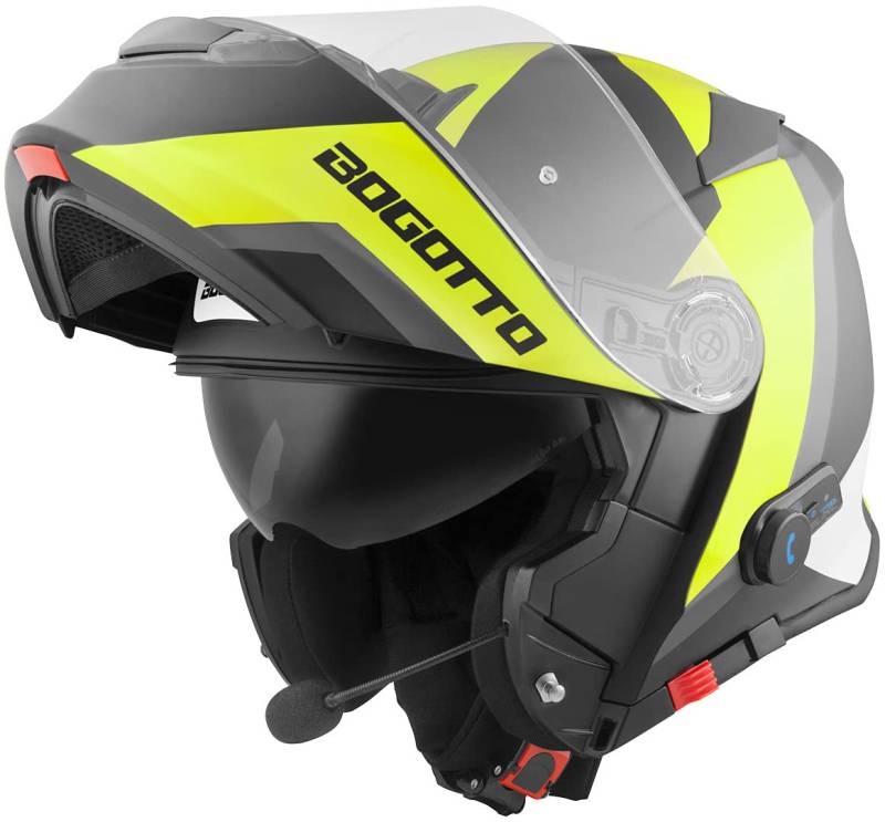 Bogotto V271 BT Zabu Bluetooth Klapphelm, schwarz matt/neon, XS von Bogotto