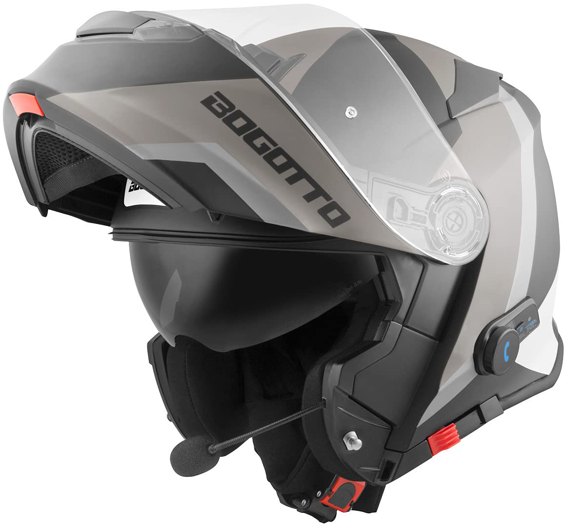 Bogotto V271 BT Zabu Bluetooth Klapphelm, schwarz matt/grau, XS von Bogotto