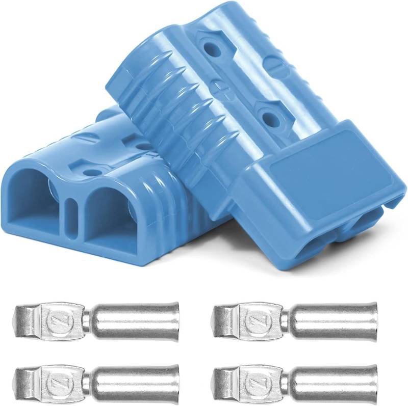 Bohaner Stecker Anderson Stecker 175A 600V Batterie-Schnelltrennstecker mit Hartgummi-Manschettenkappen Modular Power Connectors Anderson Plug Kit (Blau 175A) von Bohaner