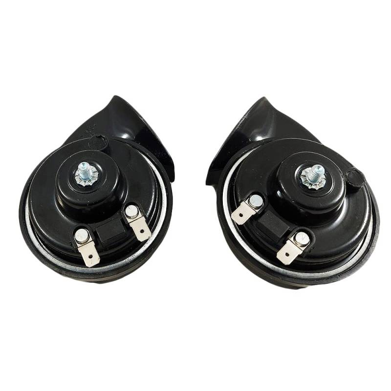 2x Universal Schneckenlufthorn 110db Lautes Horn 12V 510hz 410hz Schwarz wasserdichtes Elektrische Hupe Horn Kompatibel für LKW Auto Boot Motorrad und Fahrrad von Boloromo