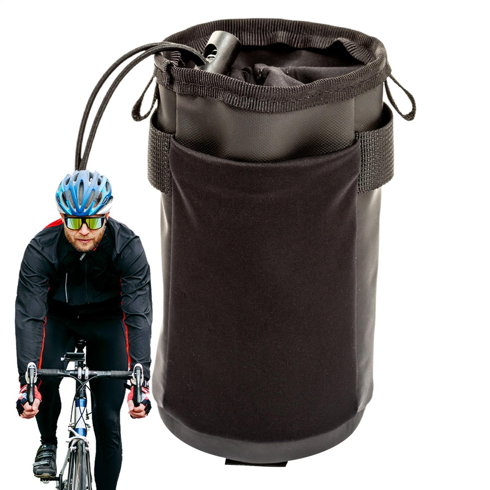 Bomefoi Fahrrad-Lenkertasche, Fahrrad-Getränkehalter | Lenker-Getränke-Isoliertasche mit Tasche | Wasserdichter Kaffeetassenhalter, Fahrradlenkerzubehör für Rennrad-Mountainbiken von Bomefoi