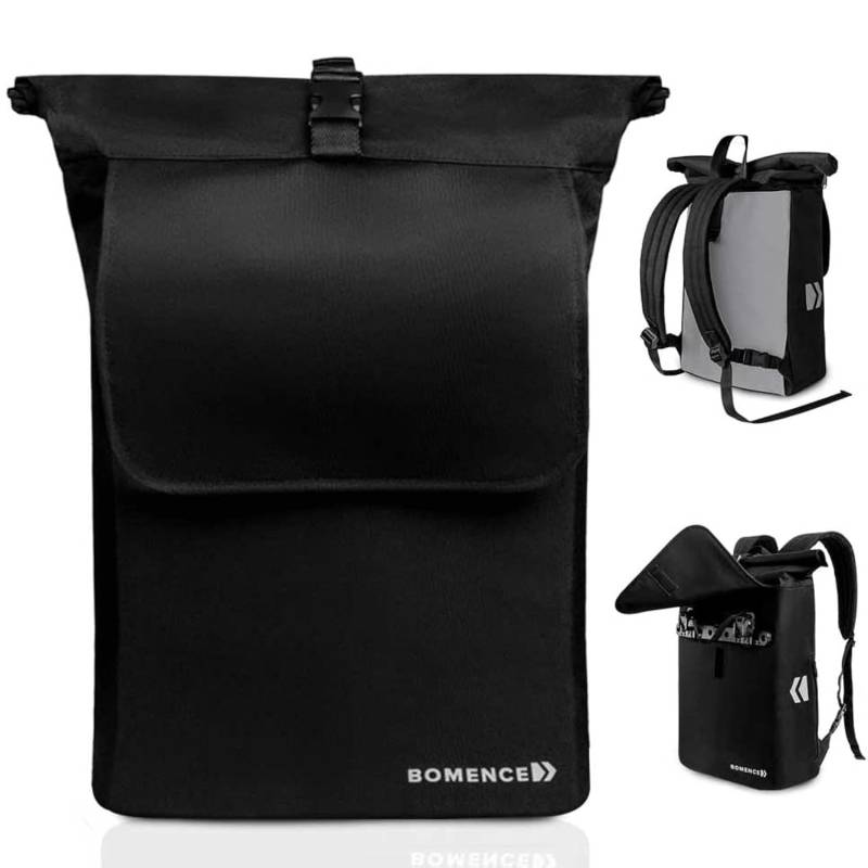 Bomence Fahrradtasche und Rucksack 2 in 1, Fahrradrucksack Gepäckträger, Gepäckträgertasche mit Rucksackfunktion, Radtasche Kombi (Schwarz) von Bomence