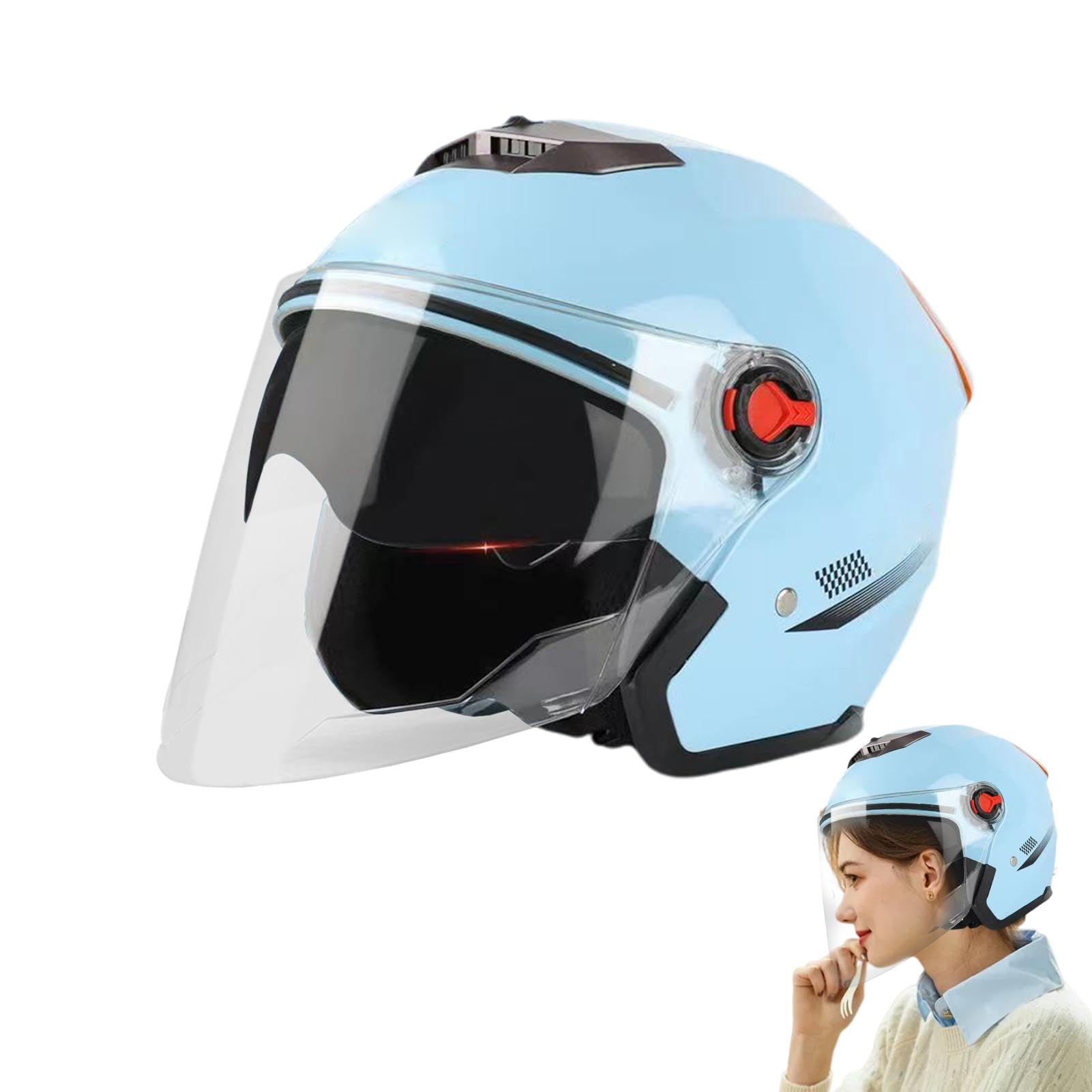 3/4 Motorradhelme | Motorradhelm Mit Schutzbrille | Jethelm Roller-Helm Scooter-Helm Moped Mofa-Helm Chopper Vintage - Um Die Kopfsicherheit Wirksam Zu Schützen von BommFu