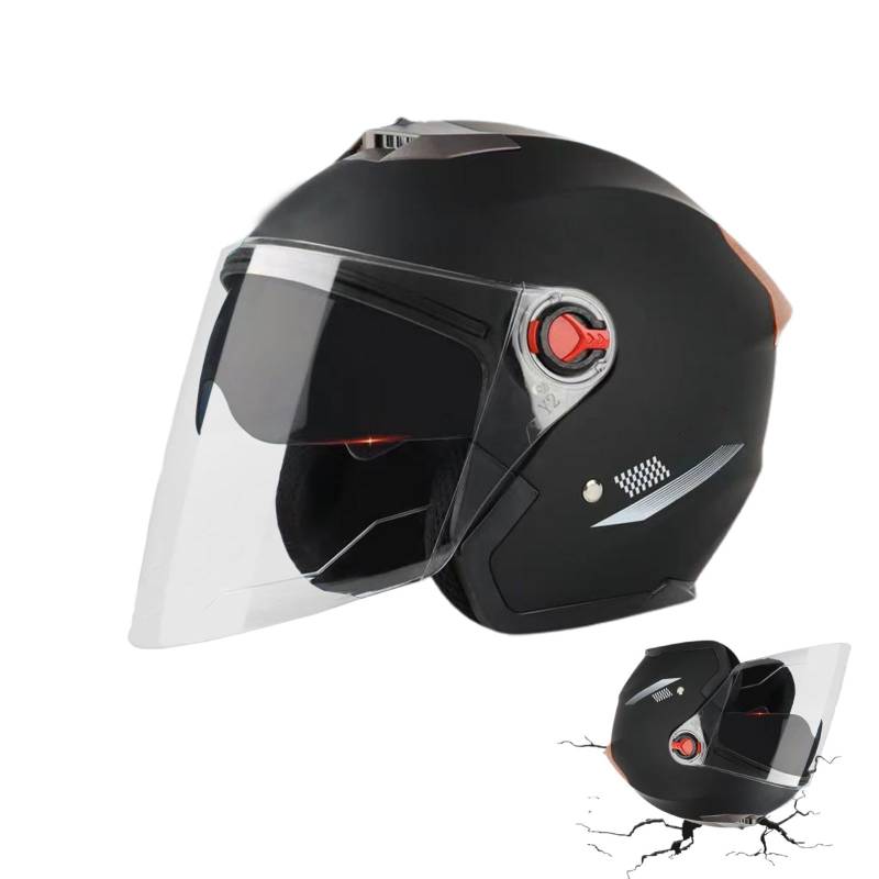 BommFu 3/4 Motorradhelme | Motorradhelm Mit Schutzbrille | Jethelm Roller-Helm Scooter-Helm Moped Mofa-Helm Chopper Vintage - Um Die Kopfsicherheit Wirksam Zu Schützen von BommFu