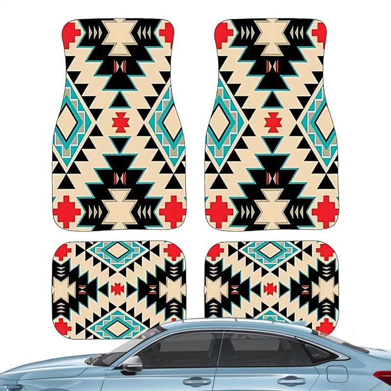 BommFu Boho Car Mats | Non-Slip Car Rugs | 4PCS Boho Car Decor Boho Car Accessoires - Auto Zubehör Boho Für Auto, LKW Und Van, Schutz Vor Schnee, Schlamm, Regen von BommFu