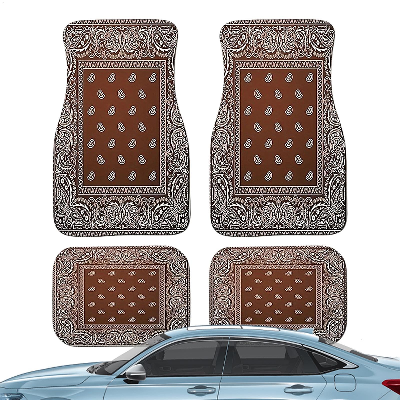 BommFu Boho Car Mats | Non-Slip Car Rugs | 4PCS Boho Car Decor Boho Car Accessoires - Auto Zubehör Boho Für Auto, LKW Und Van, Schutz Vor Schnee, Schlamm, Regen von BommFu