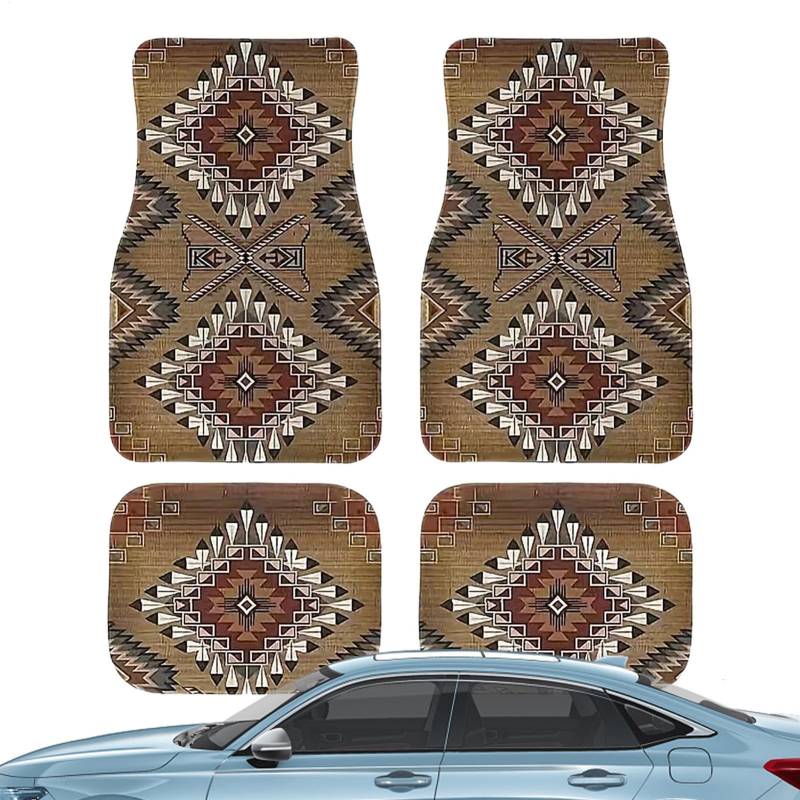 BommFu Boho Car Mats | Non-Slip Car Rugs | 4PCS Boho Car Decor Boho Car Accessoires - Auto Zubehör Boho Für Auto, LKW Und Van, Schutz Vor Schnee, Schlamm, Regen von BommFu