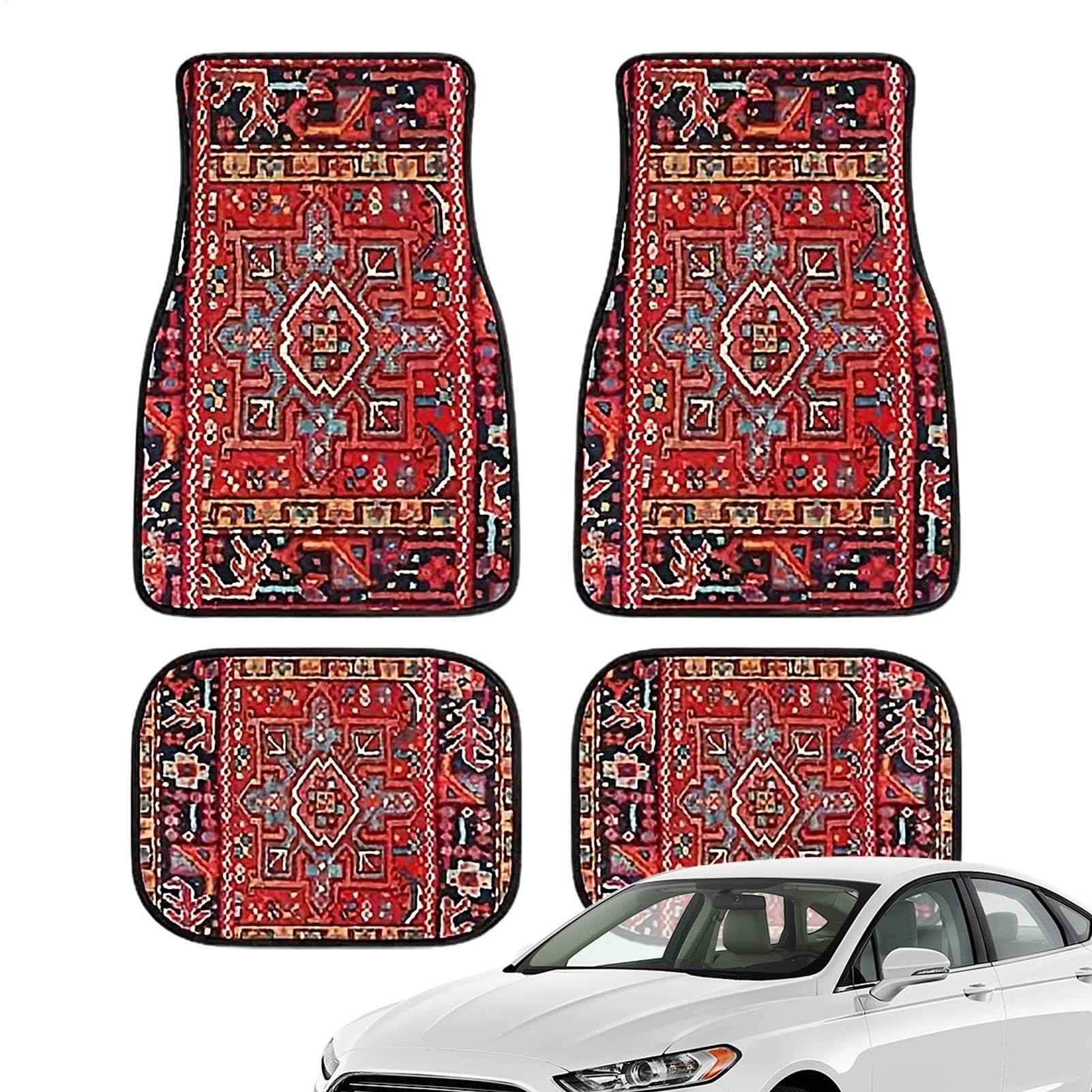 BommFu Boho Car Mats | Non-Slip Car Rugs | 4PCS Boho Car Decor Boho Car Accessoires - Auto Zubehör Boho Für Auto, LKW Und Van, Schutz Vor Schnee, Schlamm, Regen von BommFu