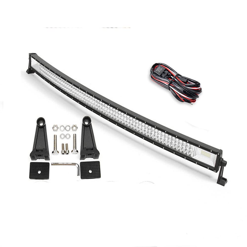 Boncak 42 Zoll 540W Gebogen LED Lichtleiste Light Bar mit Kabelbaum Zusatzscheinwerfer Arbeitsscheinwerfer Dreireihiges 7D Lichtbalken Fahren Nebelscheinwerfer Für Traktor (3R-42 Zoll 540W + Wiring) von Boncak