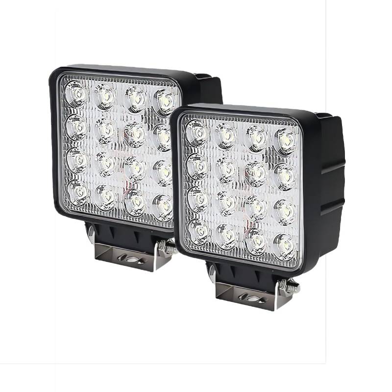 Boncak LED Arbeitsscheinwerfer,2 X 48W 50mm Dicke Zusatzscheinwerfer 12V 24V Wasserdicht Flutlicht Rückfahrscheinwerfer für Tractor Bagger SUV Boot (2x48w-T50) von Boncak