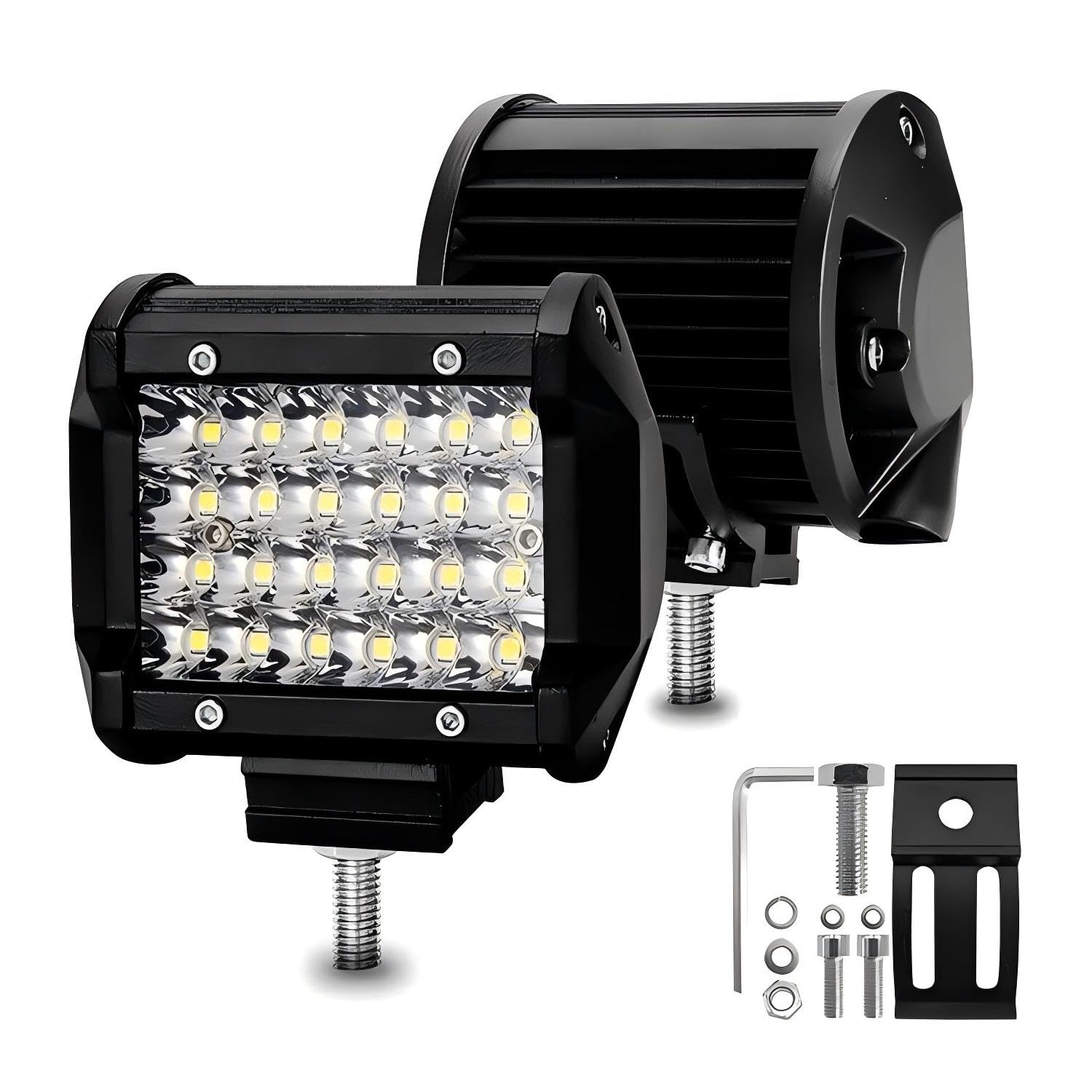 Boncak Scheinwerfer LED Arbeitsscheinwerfer,2x4 Zoll 72W 12v 24v LED Zusatzscheinwerfer Arbeitslicht Flutlicht Offroad Wasserdicht IP68 Traktor SUV Auto (4'' -72w -2 Stück) von Boncak