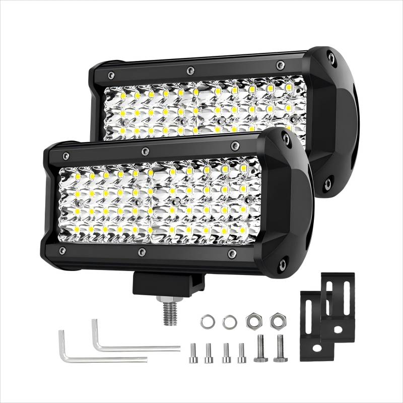 Boncak Scheinwerfer LED Arbeitsscheinwerfer 2x7 Zoll 288W 12v 24v,LED Zusatzscheinwerfer Rückfahrscheinwerfer Flutlicht Wasserdicht IP68 Traktor SUV Auto von Boncak