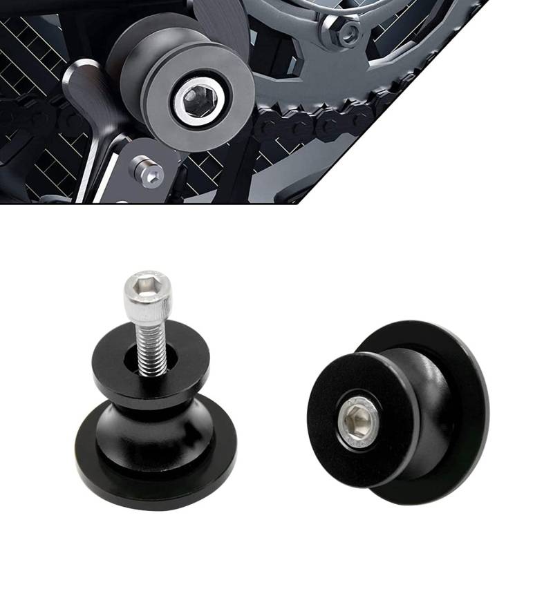 2 Stücke Bobbins Motorrad Ständeraufnahme M8 Motorrad Montageständer Racingadapter Aluminium 8mm Universal Schwingarmspule Schwinge Sliders Spulen für Kawasaki Honda BMW SUZUKI Ducati (schwarz) von Bonnoeuvre