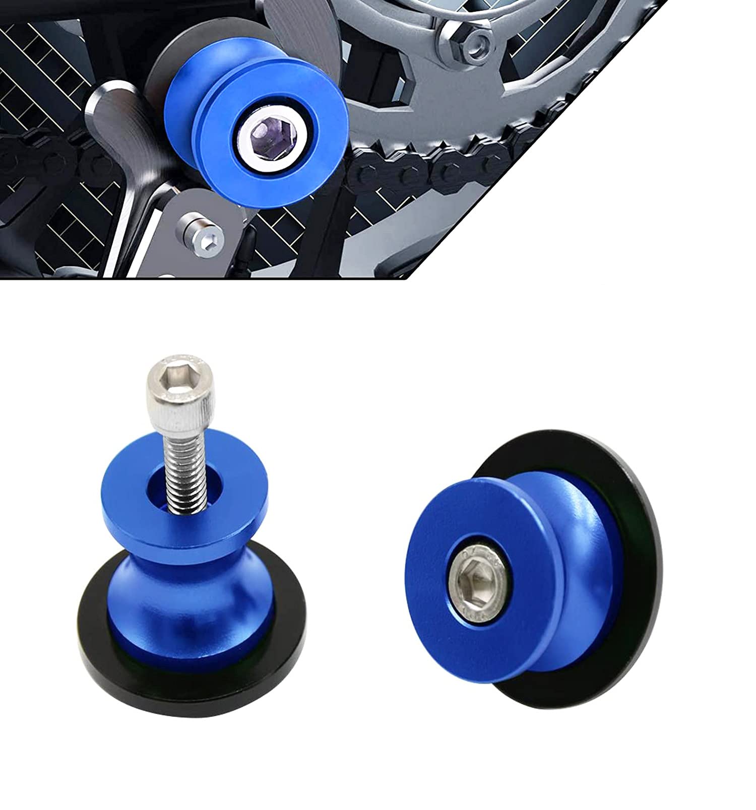 2 Stücke Bobbins Motorrad Ständeraufnahme M8 Motorrad Montageständer Racingadapter Aluminium 8mm Universal Schwingarmspule Schwinge Sliders Spulen für Kawasaki Honda BMW SUZUKI Ducati (blau) von Bonnoeuvre