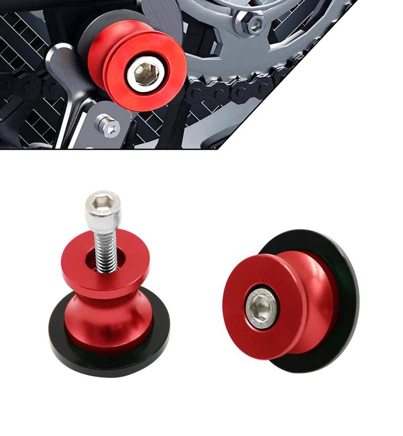 2 Stücke Bobbins Motorrad Ständeraufnahme M8 Motorrad Montageständer Racingadapter Aluminium 8mm Universal Schwingarmspule Schwinge Sliders Spulen für Kawasaki Honda BMW SUZUKI Ducati (rot) von Bonnoeuvre