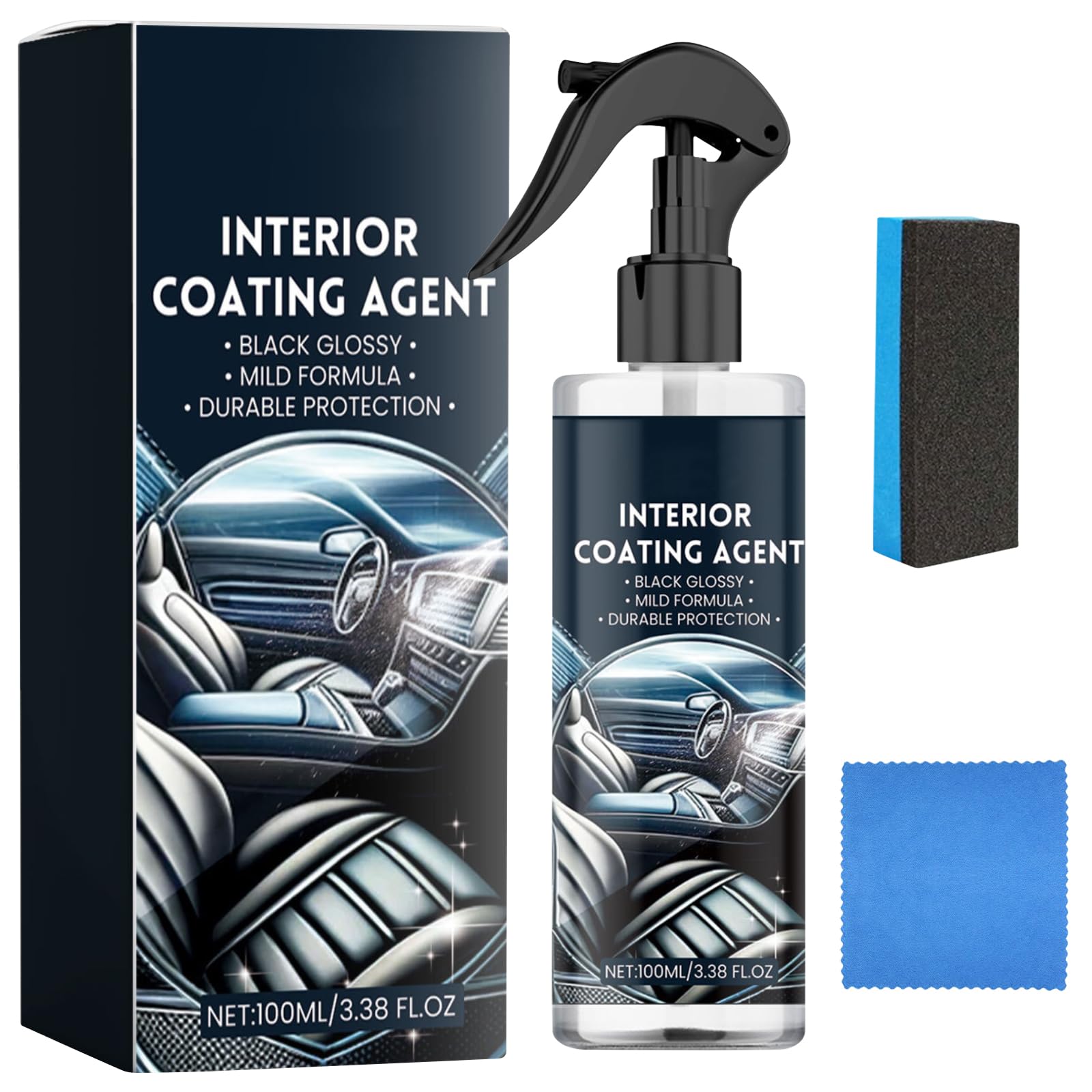 Auto Innenraum Reiniger Set, Profi Innenraumreiniger Set Interieurreiniger Auto Innenreiniger und Geruchsentferner Spray, Cockpit Reiniger Innenraumreiniger Auto für Polsterreiniger Cockpitpflege Auto von Booaee