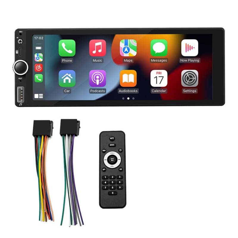 Booso 1 Din 6,86 HD Autoradio Multimedia Carplay Touchscreen Mirror Link Stereo Bluetooth USB FM Kamera von Booso