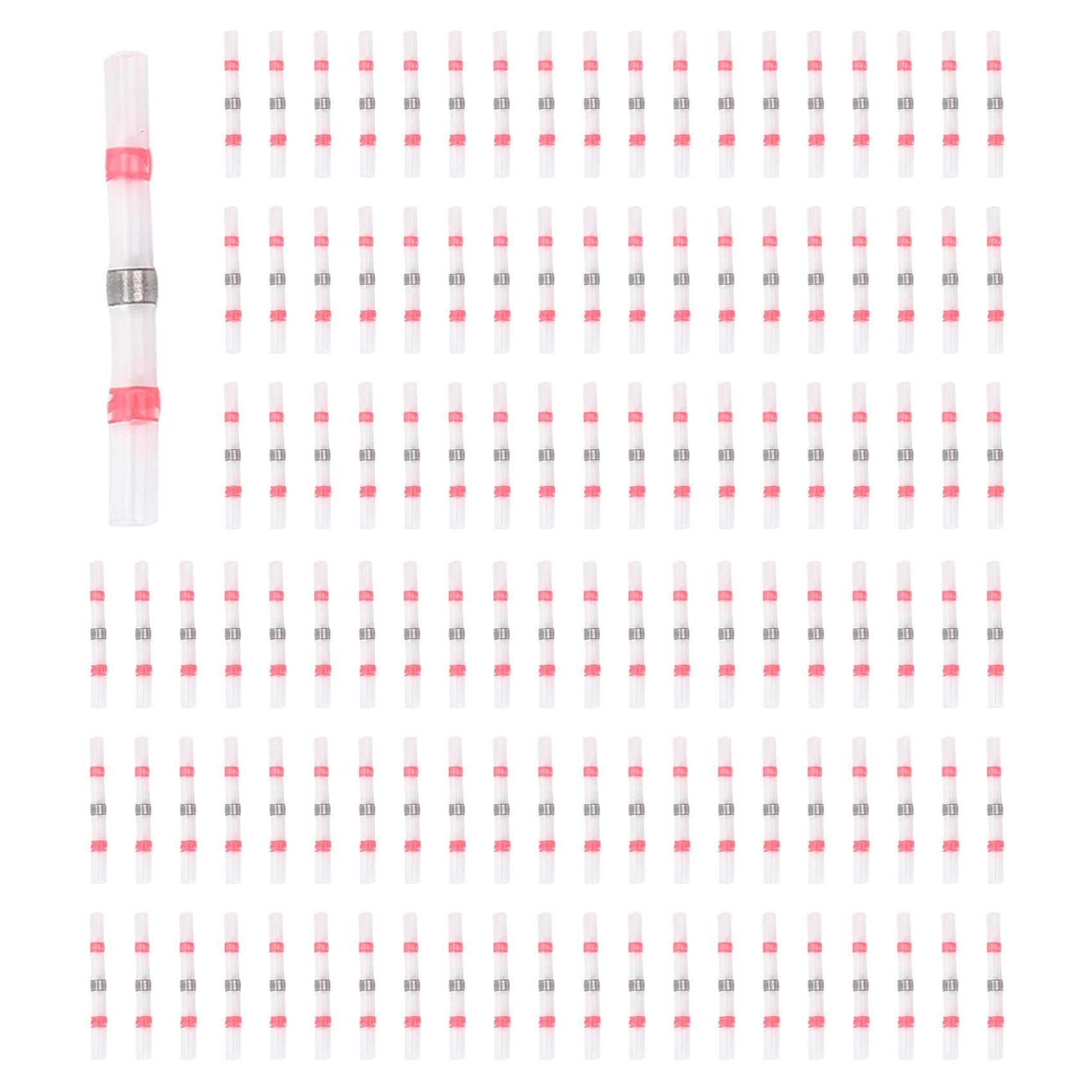 Booso 500 Stücke Solder Seal Wire Connectors, SchrumpfstoßVerbinder Wasserdicht Isolierte Elektrische StoßKlemmen für Automotive Marine, 22-18 Awg, Rot von Booso