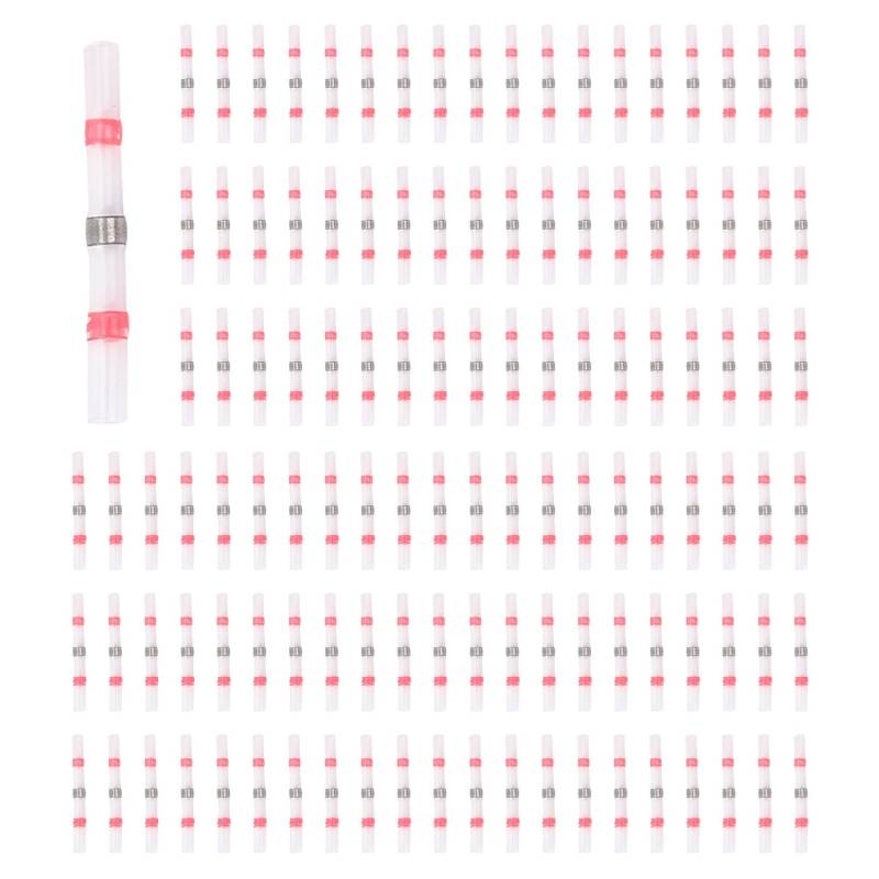 Booso 500 Stücke Solder Seal Wire Connectors, SchrumpfstoßVerbinder Wasserdicht Isolierte Elektrische StoßKlemmen für Automotive Marine, 22-18 Awg, Rot von Booso