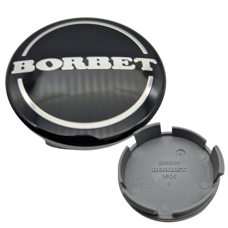 1x Original Borbet Felgendeckel | Nabendeckel Nabenkappe Schwarz Glanz Silber Center Cap 56mm NEU! von Borbet