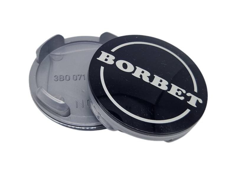 1x Original Borbet Nabendeckel Felgendeckel Nabenkappe Schwarz Glanz Silber 60mm N06 für CWD CWG 3B0071213666 von Borbet