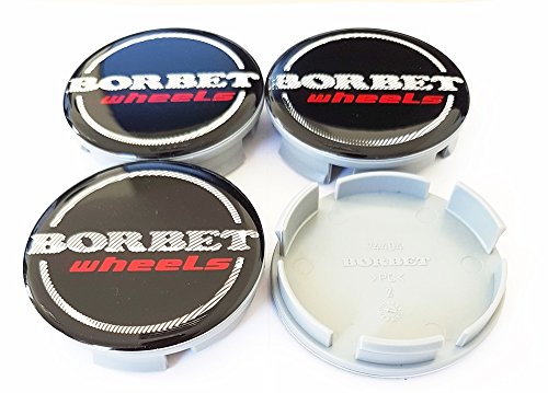 4X Original Borbet Nabendeckel | Felgendeckel | Nabenkappe Schwarz Glanz Silber Rot Center Cap Deckel NEU! 56mm von Borbet