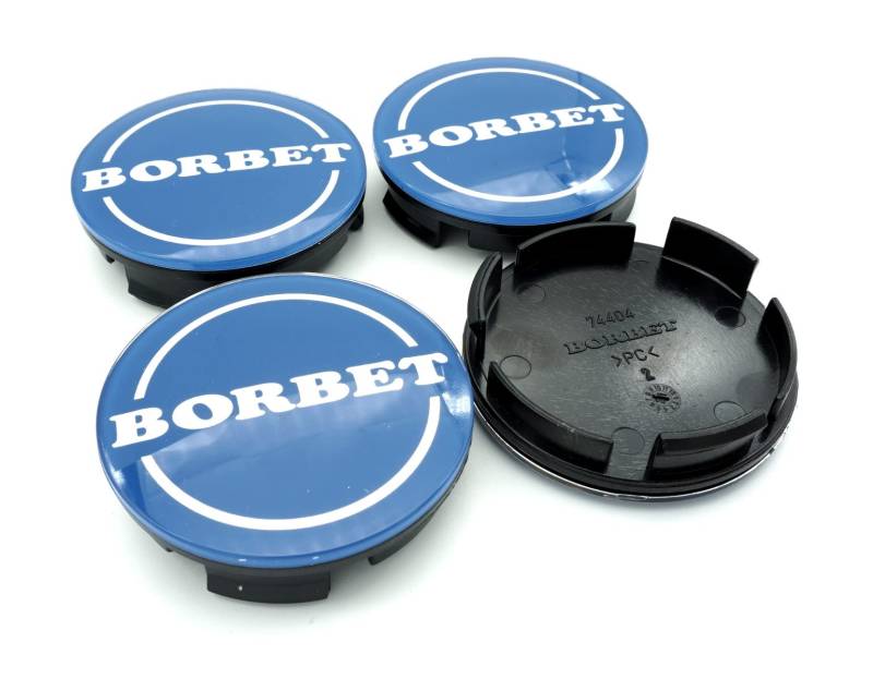 4X Original Borbet Nabendeckel 56mm Blau Felgendeckel | Nabenkappe Center Cap Deckel NEU! von Borbet