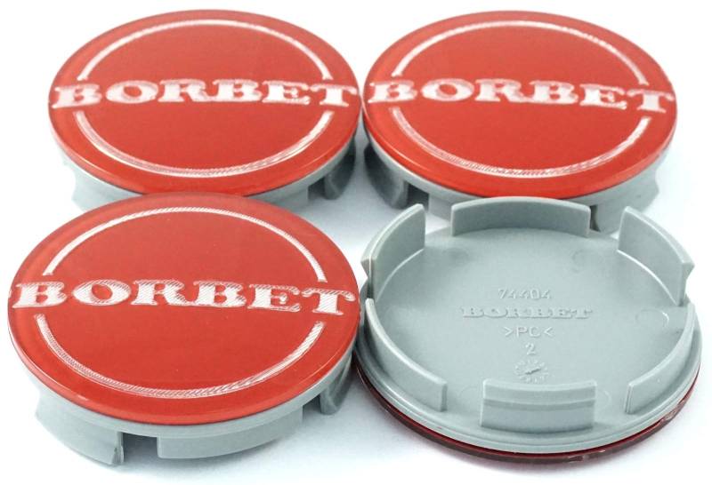 4X Original Borbet Nabendeckel | Felgendeckel | Nabenkappe Rot Center Cap 55mm NEU! von Borbet