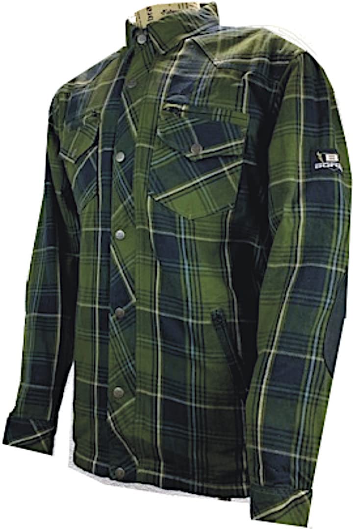 Bores Lumberjack Premium Motorradhemd (Green/Black/White,L) von Bores