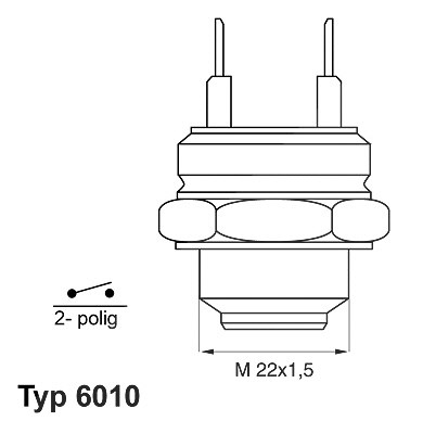 Wahler Temperaturschalter, Kühlerlüfter [Hersteller-Nr. 6010.95D] für Alfa Romeo, Audi, Autobianchi, Citroën, Fiat, Ford, Lancia, Opel, Peugeot, Renau von WAHLER