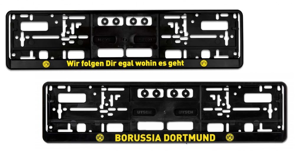 Borussia Dortmund 2er Set Kennzeichenhalter 1 x Wir Folgen Dir + 1 x Classic Logo BVB 09 von Borussia Dortmund