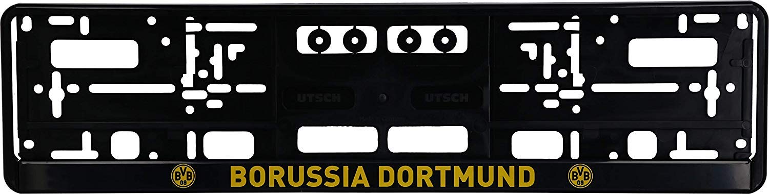 Borussia Dortmund BVB Kennzeichenverstärker/Nummernschildhalter ** Emblem mit Schriftzug ** 2er-Set von Borussia Dortmund