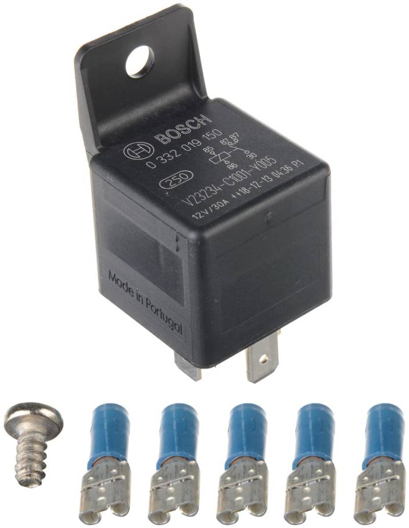 Bosch 0332019801 Mini-Relais 12V 30A, IP5K4, Betriebstemperatur von -40° C bis 85° C, Schließer-Relais, 5 Pins, 2x87 von Bosch Automotive