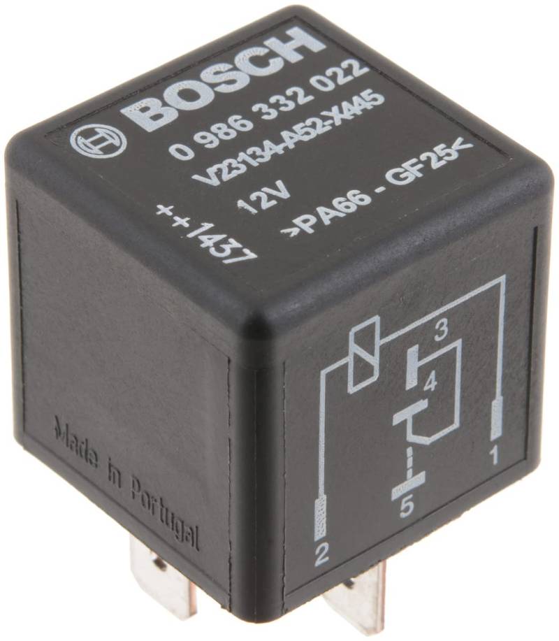 Bosch 0986332022 Mini-Relais 12V 60A, IP5K4, Betriebstemperatur von -40° C bis 85° C, Wechselrelais, 5 Pin Relais von Bosch