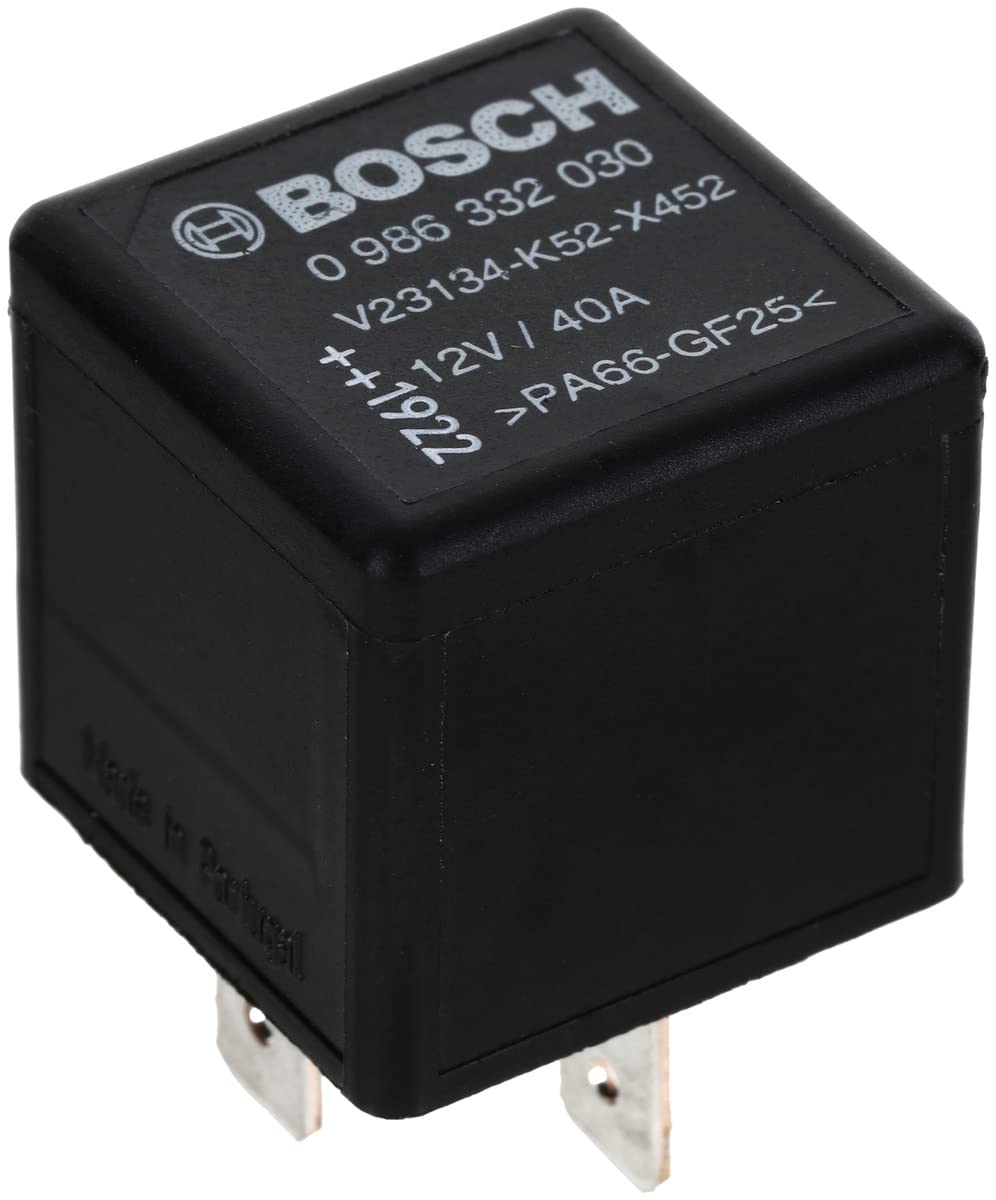 Bosch 0986332030 Mini-Relais 12V 60A, IP5K4, Betriebstemperatur von -40° C bis 85° C, Schließer-Relais, 4 Pins von Bosch