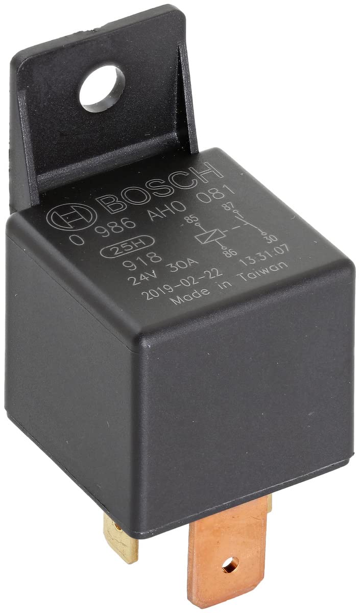 Bosch 0986AH0081 Leistungsrelais 24V 30A, IP5K4, Betriebstemperatur von -40° bis 125°, Schließer-Relais, 4 Pins von Bosch