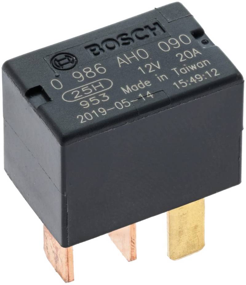 Bosch 0986AH0090 Micro-Relais 12V 20A, IP5K4, Betriebstemperatur von -40° bis 125°, Schließer-Relais, 4 Pins von Bosch