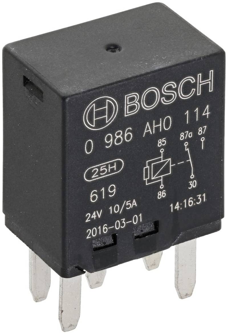 Bosch 0986AH0114 Mini-Relais 24V 10A, Betriebstemperatur von -40° bis 85°, Wechselrelais, 5 Pin Relais von Bosch