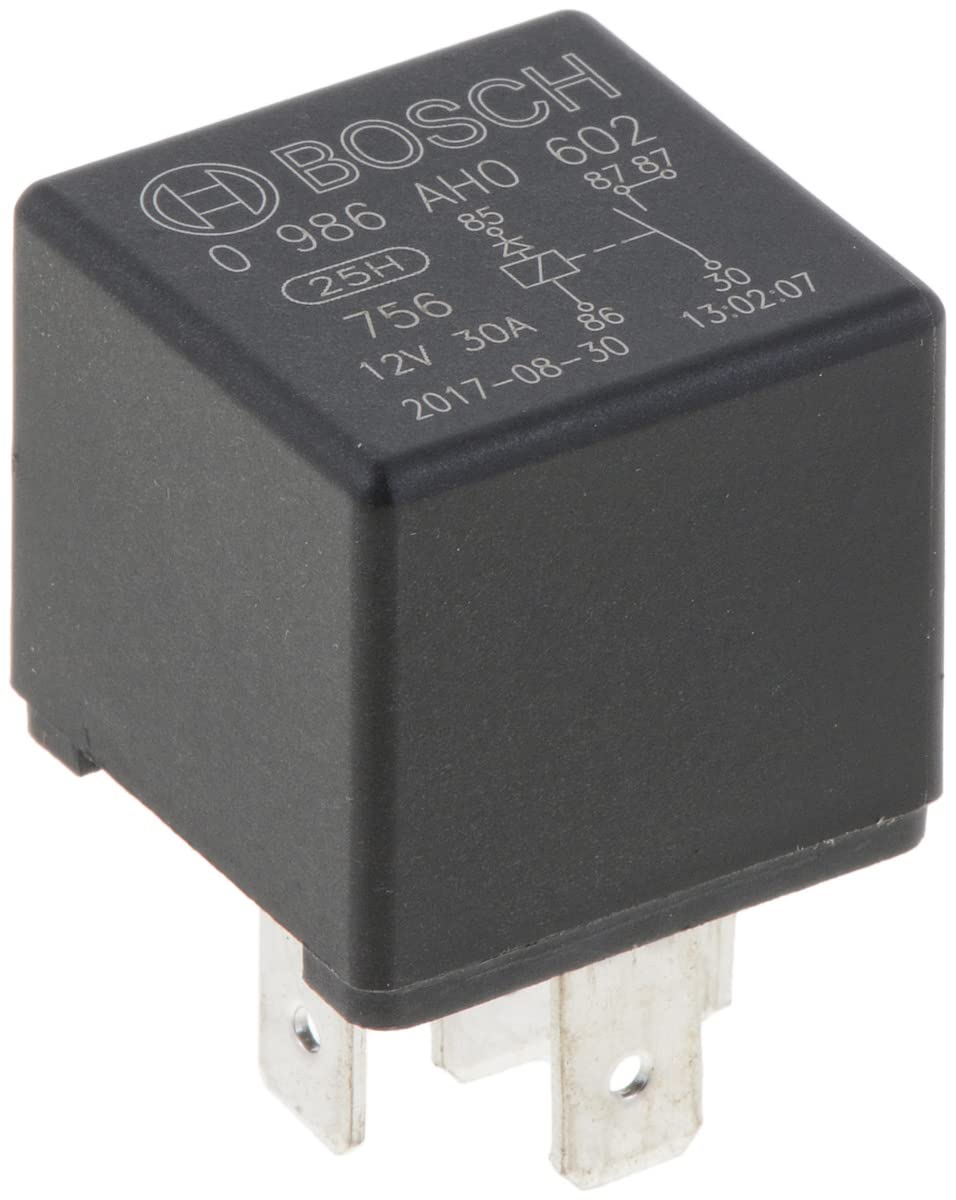 Bosch 0986AH0602 Mini-Relais 12V 20A, IP5K4, Betriebstemperatur von -40° C bis 100° C, Schließer-Relais, 5 Pins, 2x87 von Bosch