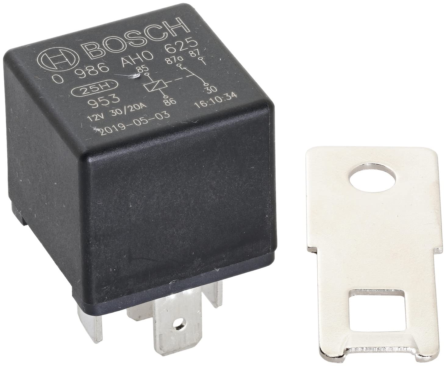 Bosch 0986AH0625 Mini-Relais 12V 30A, IP5K4, Betriebstemperatur von -40° C bis 100° C, Wechselrelais, 5 Pin Relais von Bosch