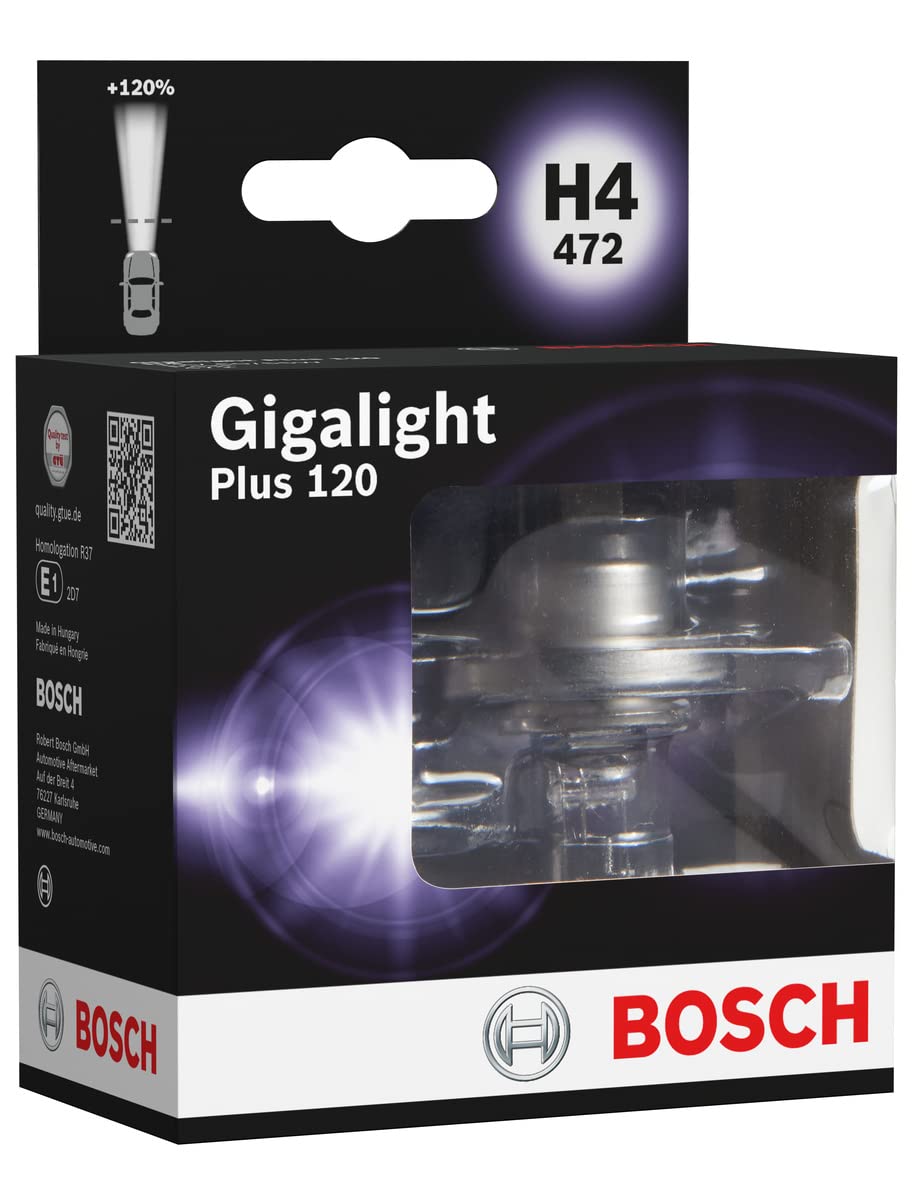 Bosch H4 Plus 120 Gigalight Fahrzeuglampe 12V 60/55W P43t (2 Stück) von Bosch Automotive