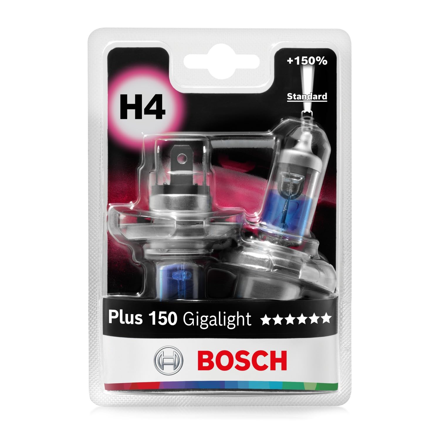 Bosch H4 Plus 150 Gigalight Fahrzeuglampe 12V 60/55W P43t (2 Stück) von Bosch