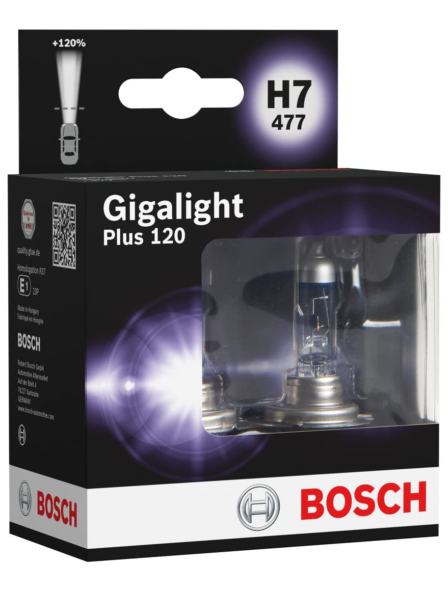 Bosch H7 Plus 120 Gigalight Fahrzeuglampe 12V 55W PX26d (2 Stück) von Bosch Automotive