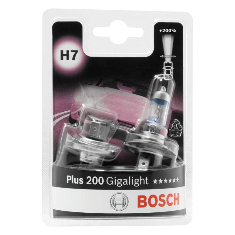 Bosch H7 Plus 200 Gigalight Lampen - 12 V 55 W PX26d - 2 Stücke von Bosch