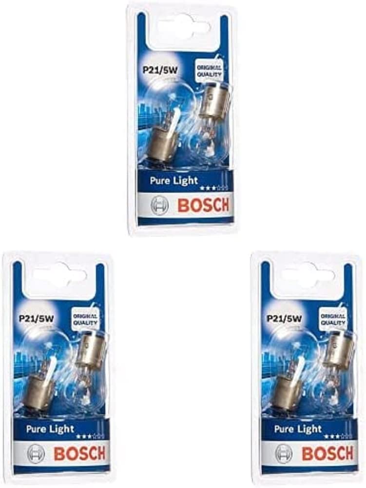 Bosch P21/5W Pure Light Fahrzeuglampen - 12 V 21/5 W BAY15d - 2 Stück, 3er Pack von Bosch