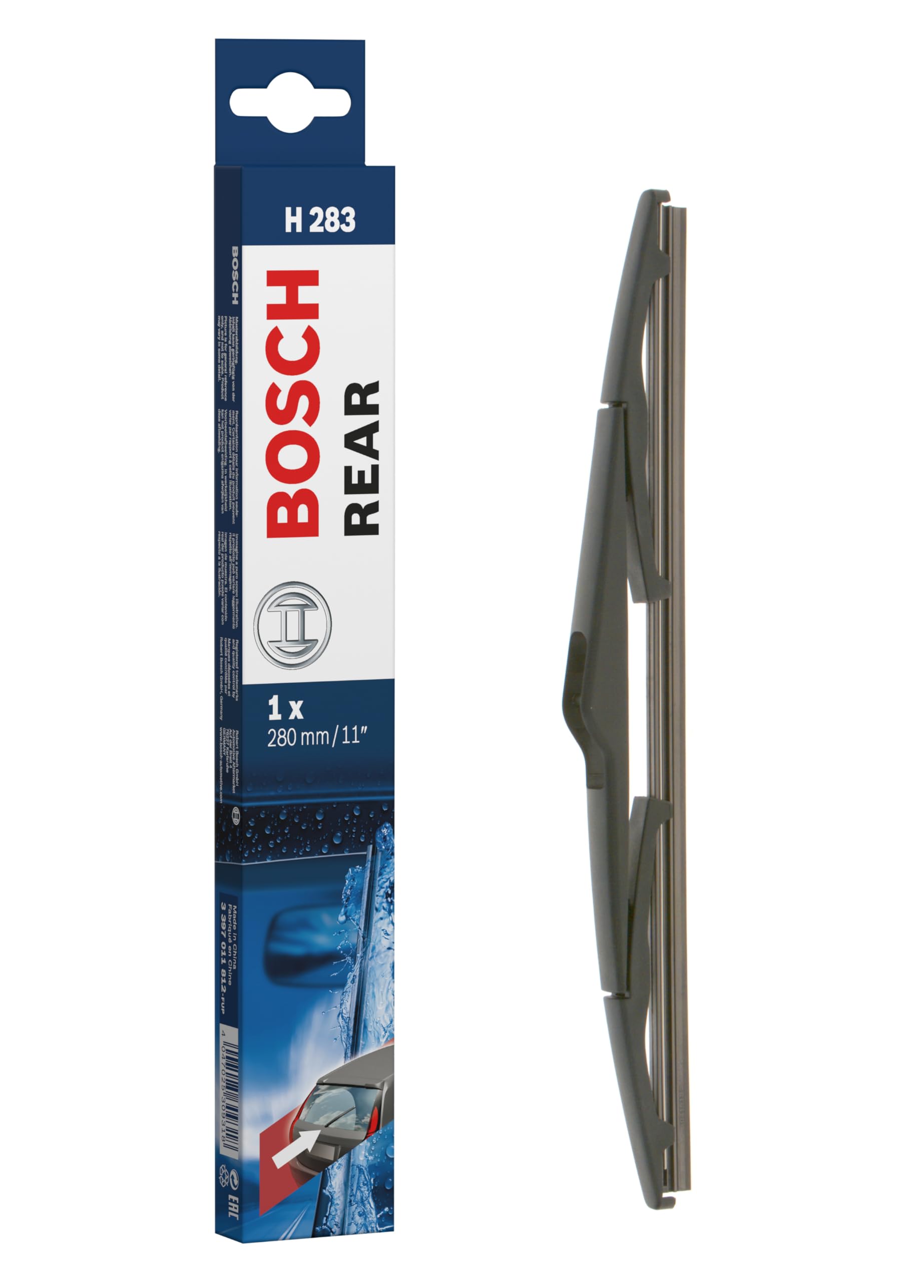 Bosch Scheibenwischer Rear H283, Länge: 280mm – Scheibenwischer für Heckscheibe von Bosch