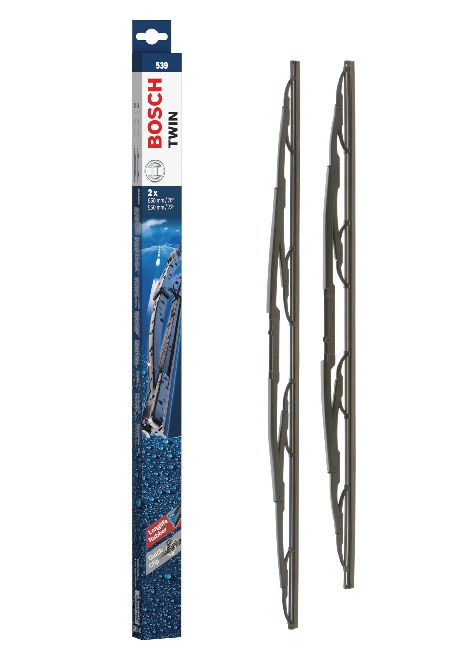 Bosch Scheibenwischer Twin 539, Länge: 650mm/550mm – Set für Frontscheibe von Bosch Automotive